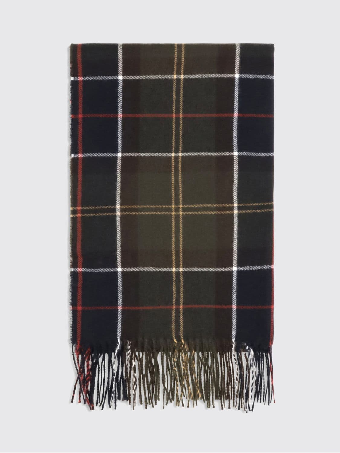Barbour Rectangular Scarf in a Tartan Pattern with Fringed Edges