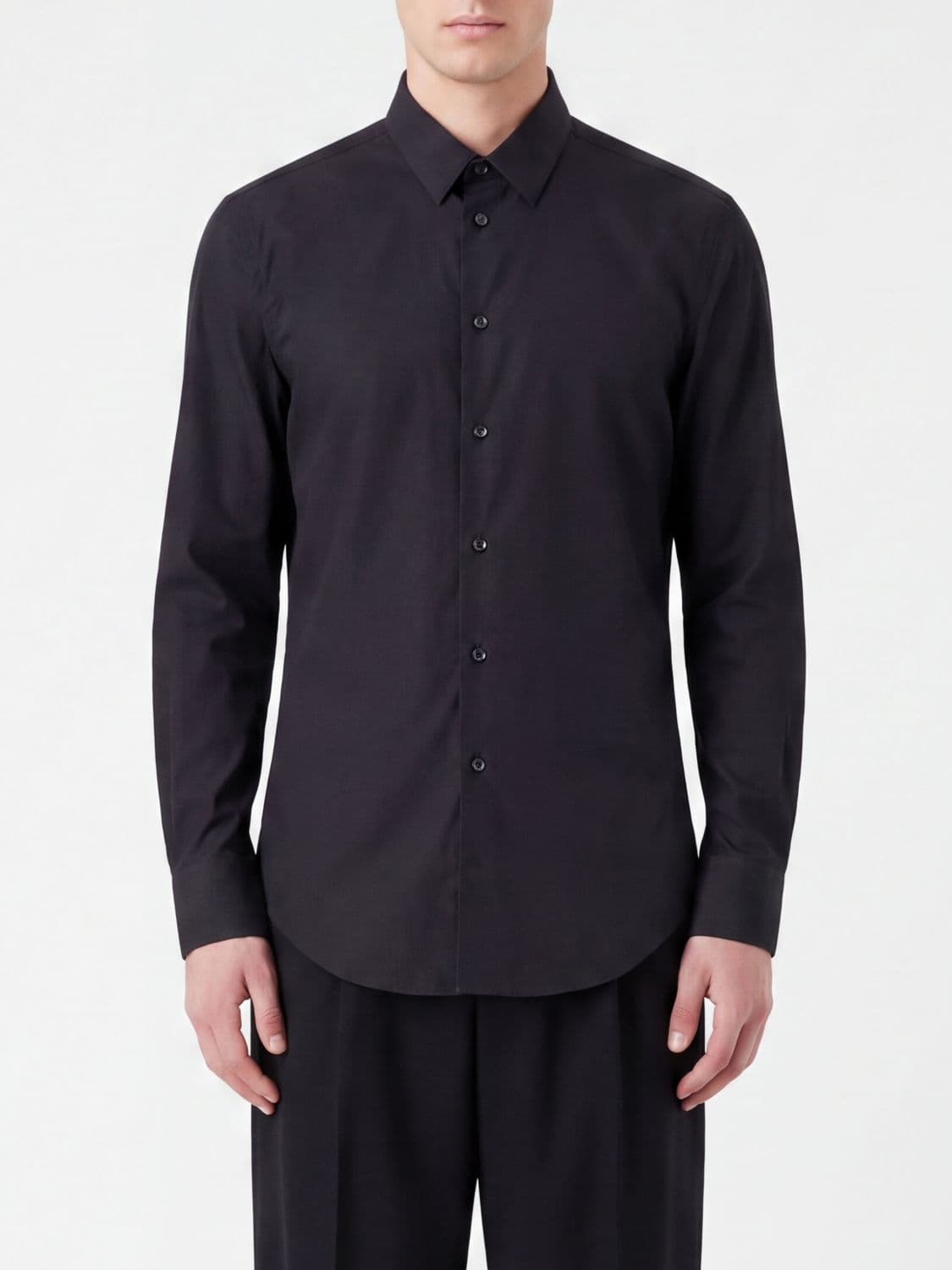 Giorgio Armani Slim Fit Cotton-Blend Shirt with French Collar and Concealed Placket