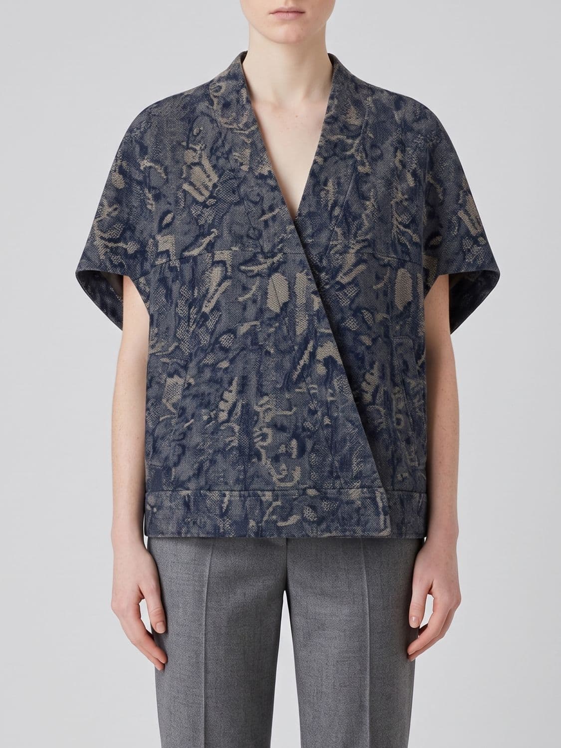 Giorgio Armani Cropped V-Neck Jacquard Cotton Kaftan