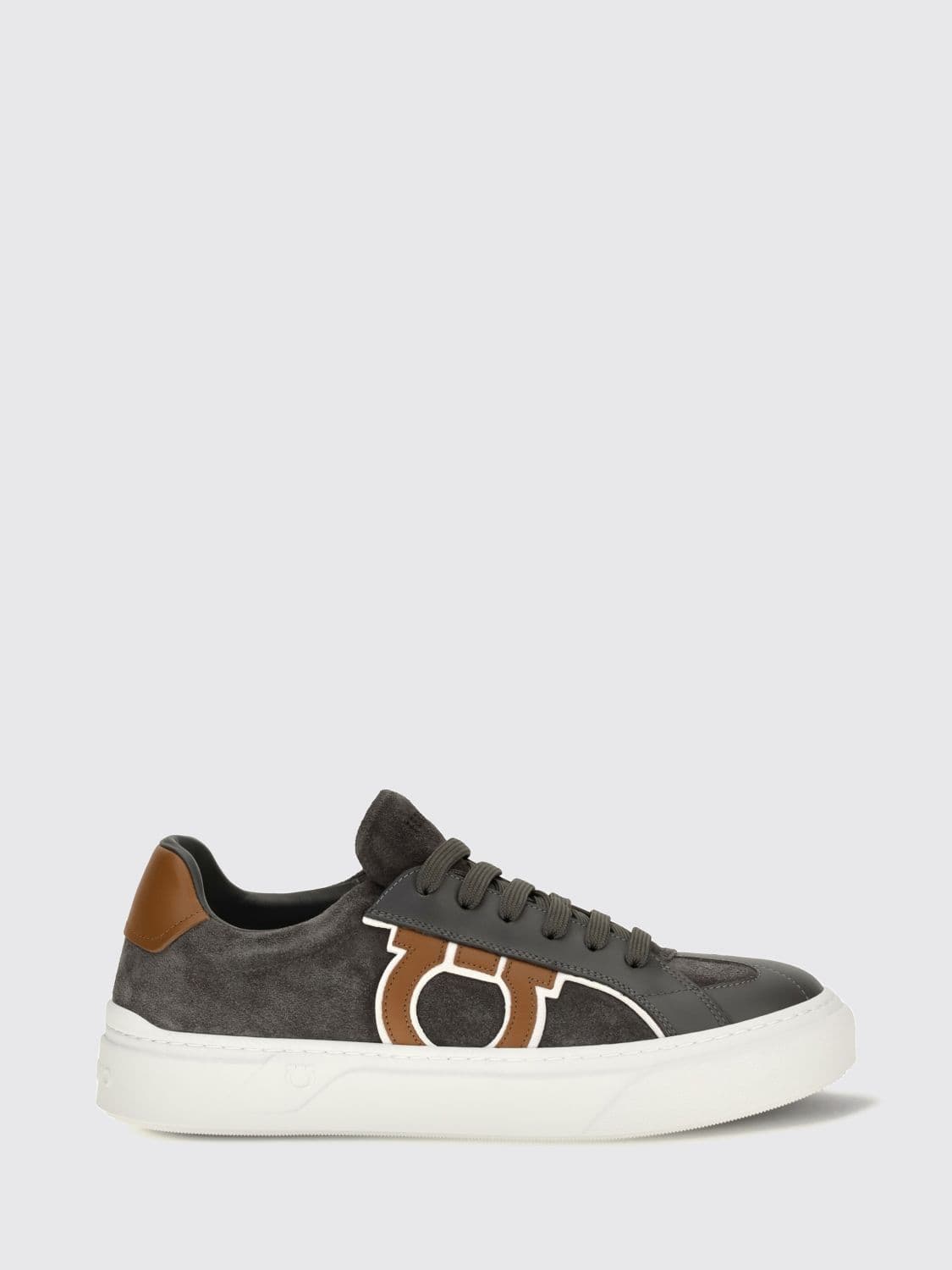 Ferragamo Gancini Low Top Trainers in Suede and Smooth Calf Leather