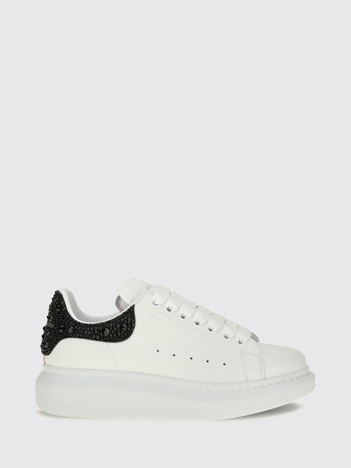 Mcqueen Oversize Crystal-Embroidered Leather Sneakers with Chunky Sole