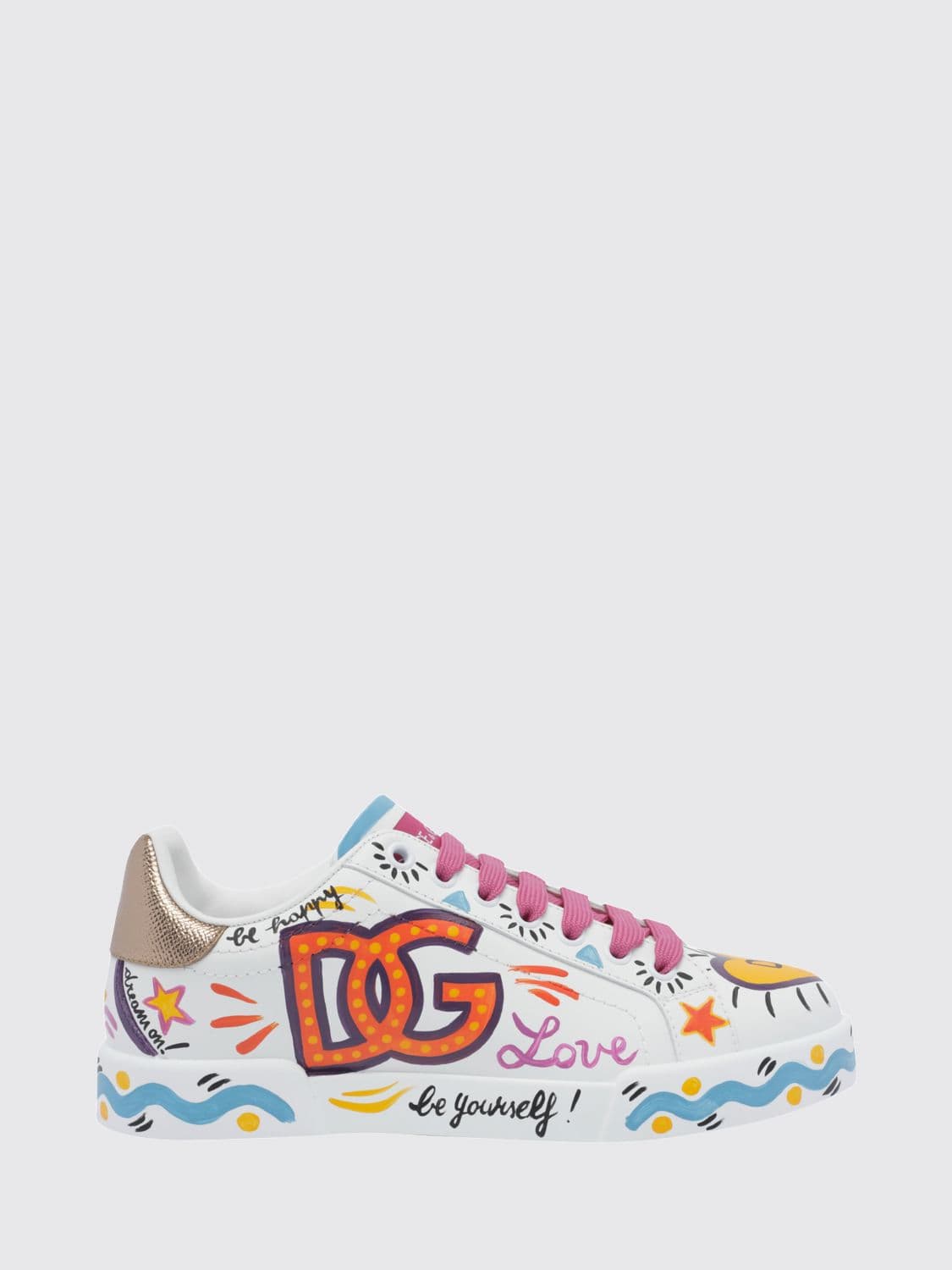 Dolce & Gabbana Portofino Low-Top Sneakers in Calfskin with DG Monogram Print