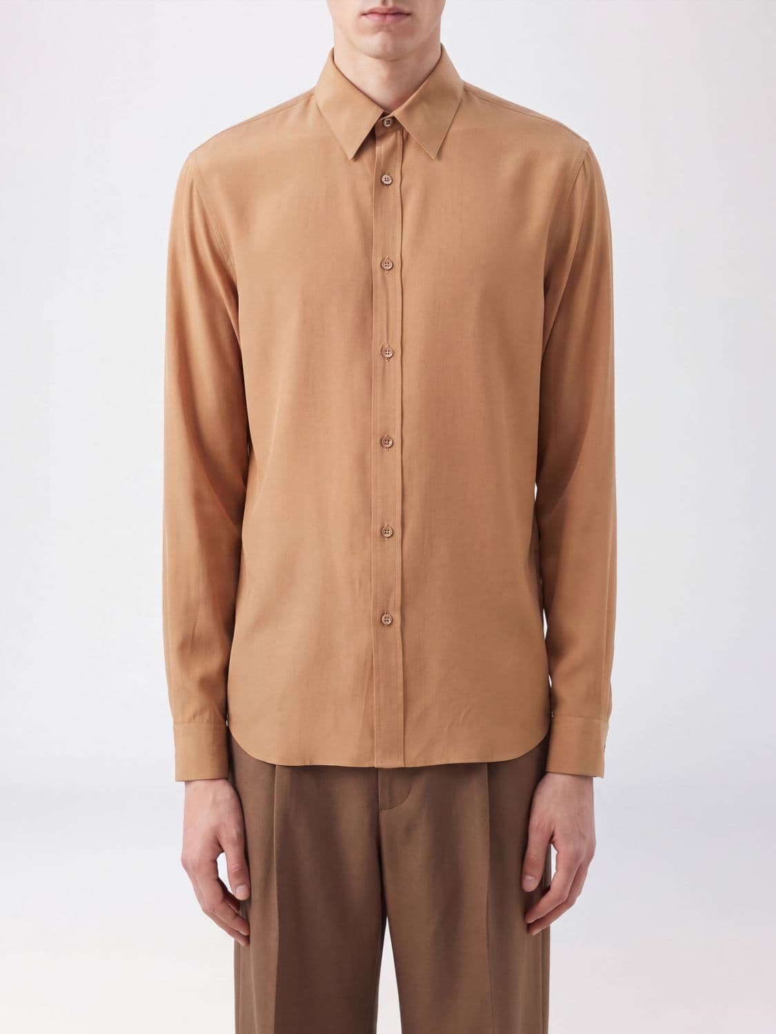 Saint Laurent Pure Silk Shirt with Classic Collar and Curved Hem · 40