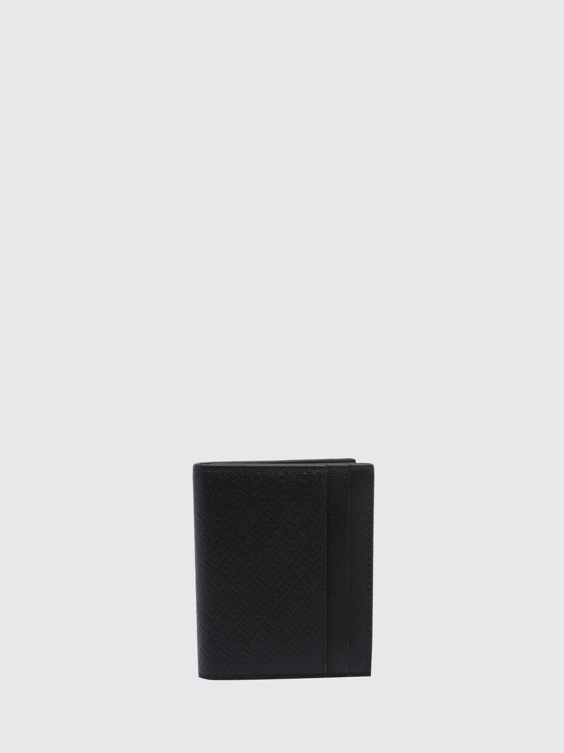 Ferragamo Hammered Calfskin Card Holder with Printed Logo