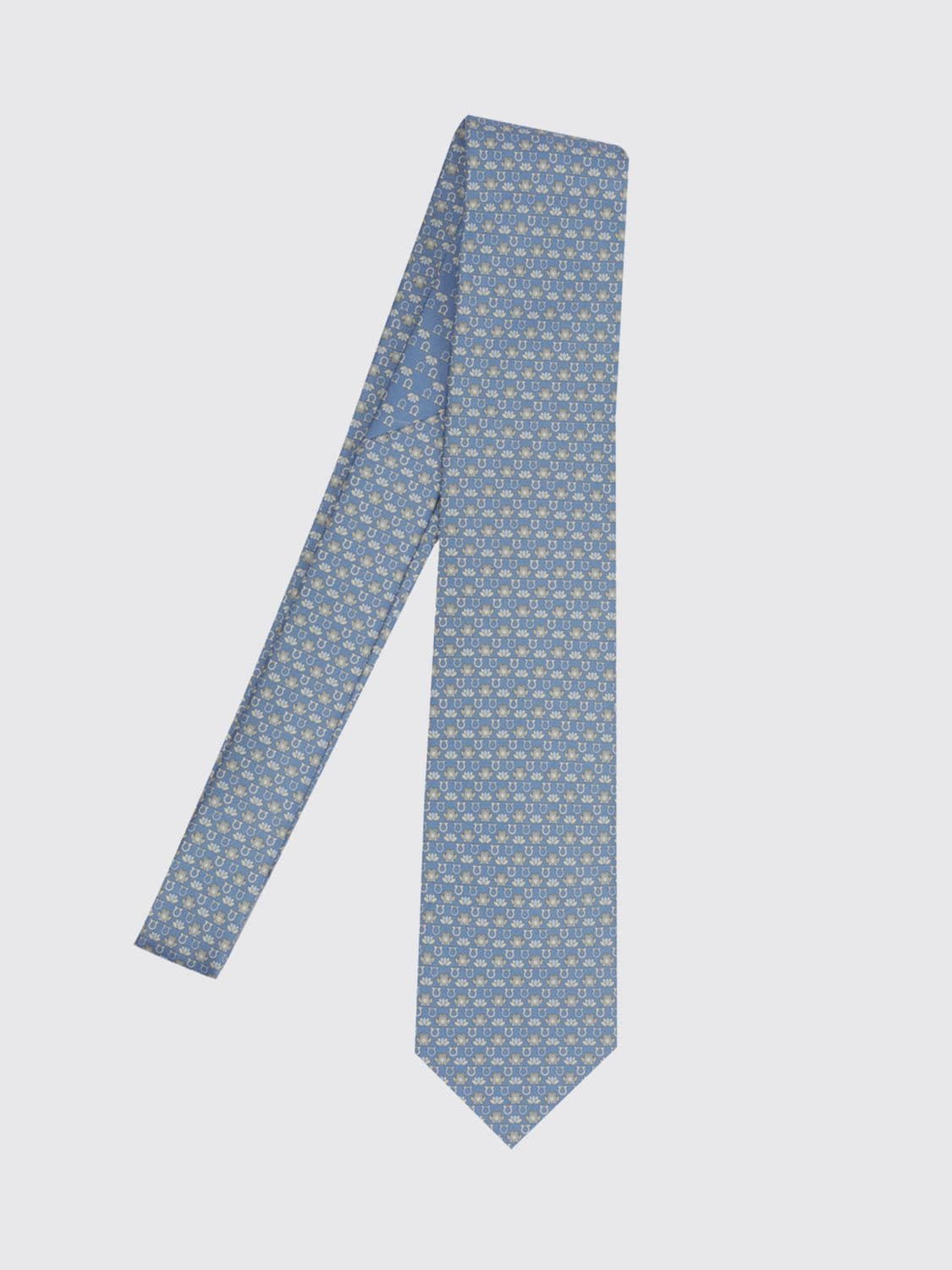 Ferragamo Pure Silk Tie with All-Over Gancini Monogram Pattern