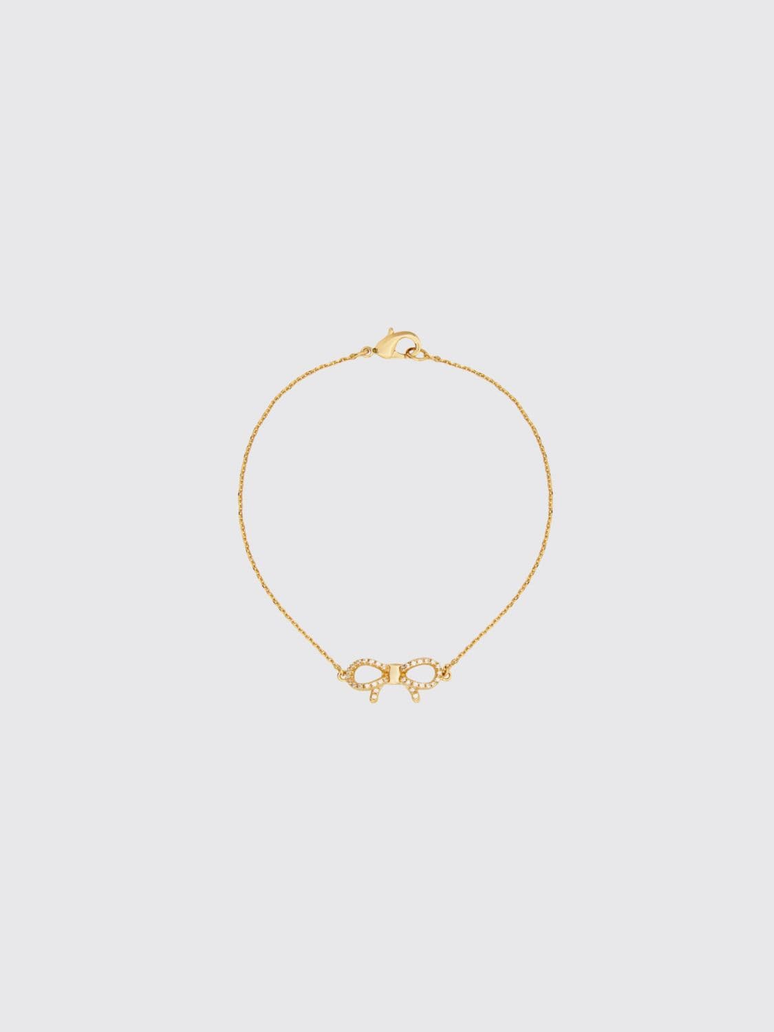 Ferragamo Vara Bow Bracelet in Brass with Crystals and Logo · OS