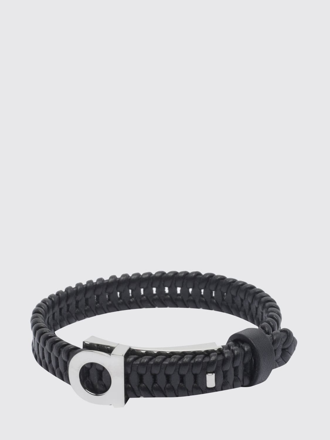 Ferragamo Adjustable Calf Leather Bracelet with Gancini Monogram Buckle · OS
