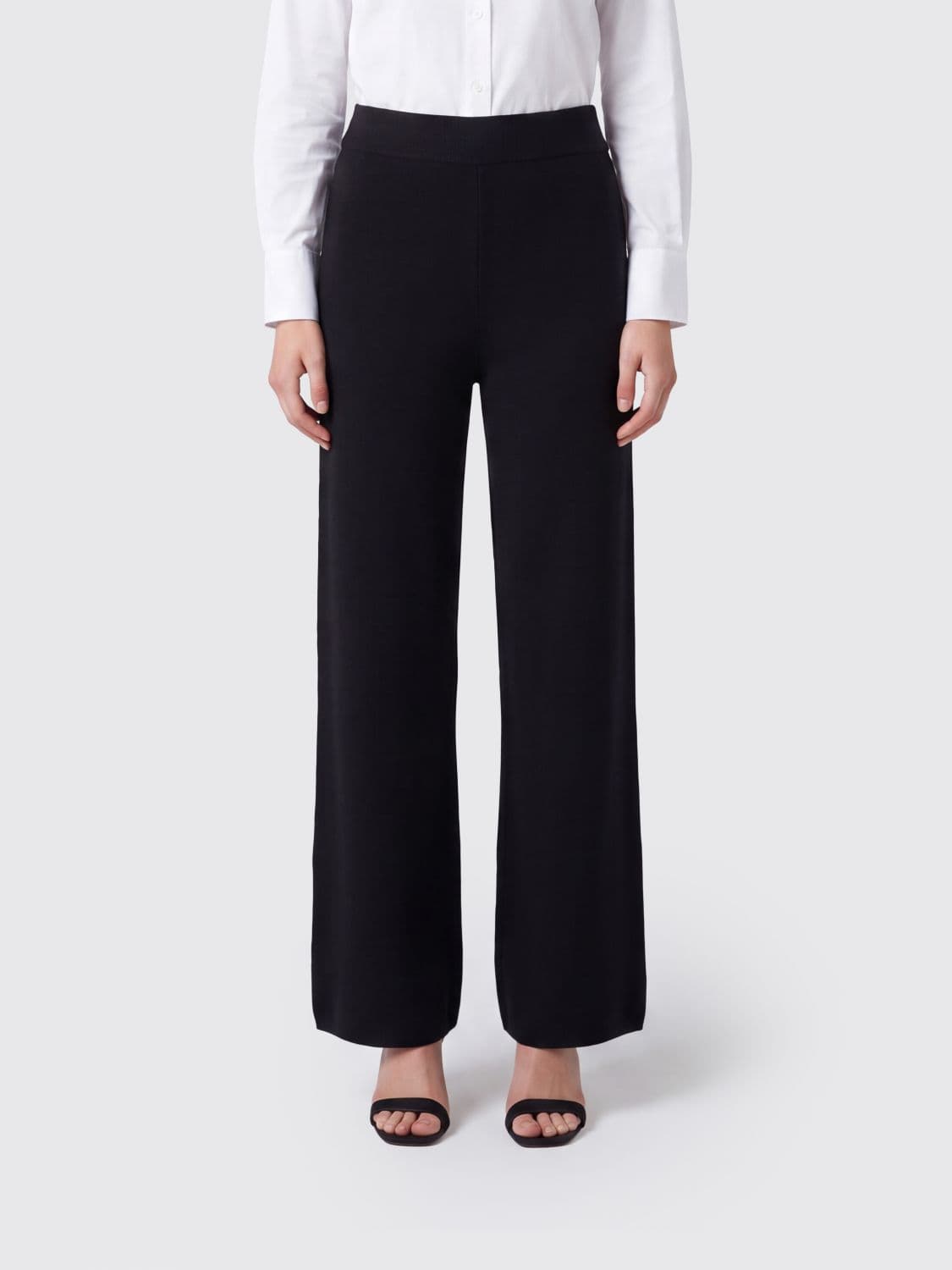Max Mara High-Waisted Wide Leg Knit Trousers in a Wool Blend