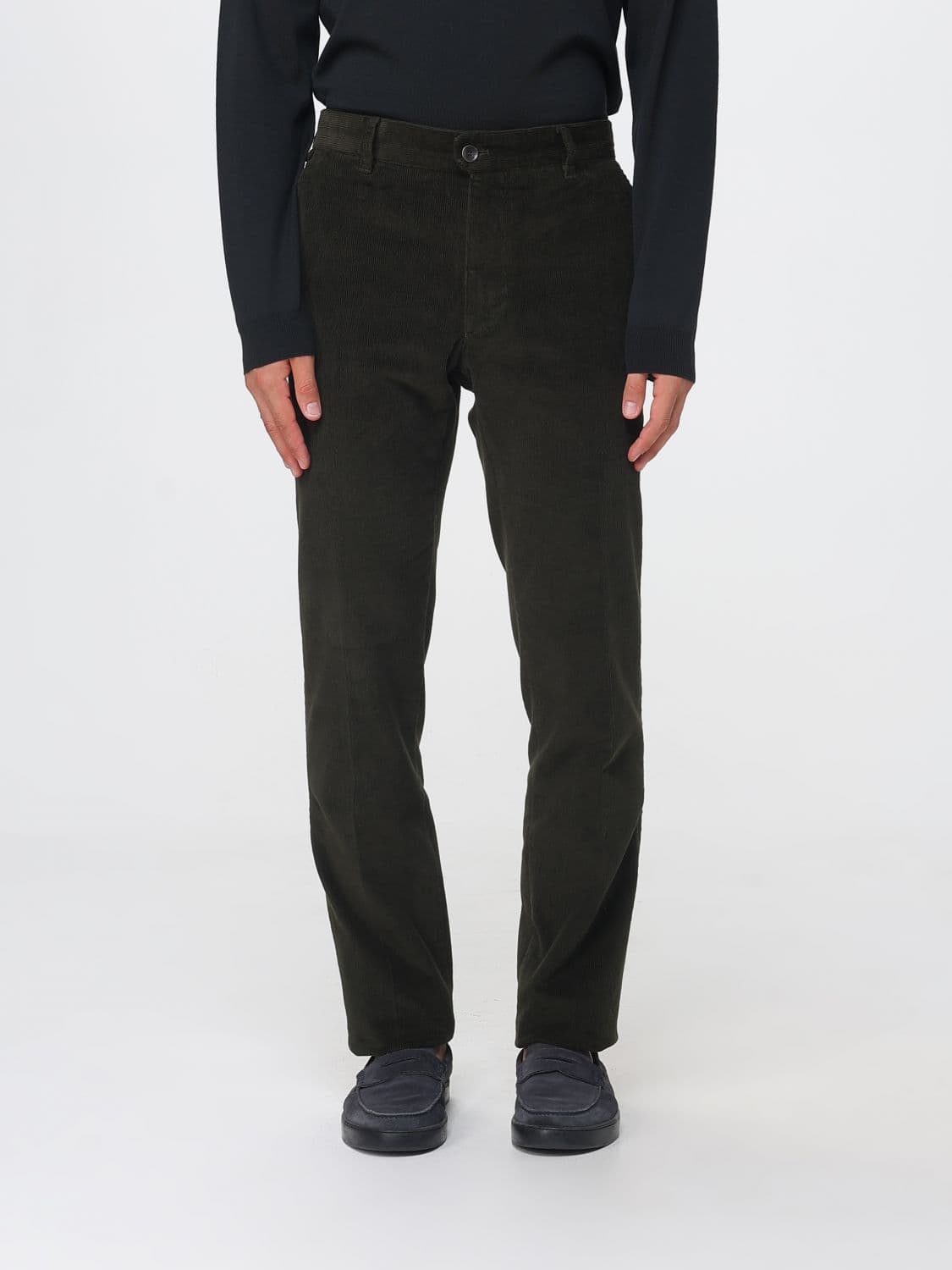 Incotex Slim Fit Corduroy Chino Trousers with Slant and Rear Welt Pockets