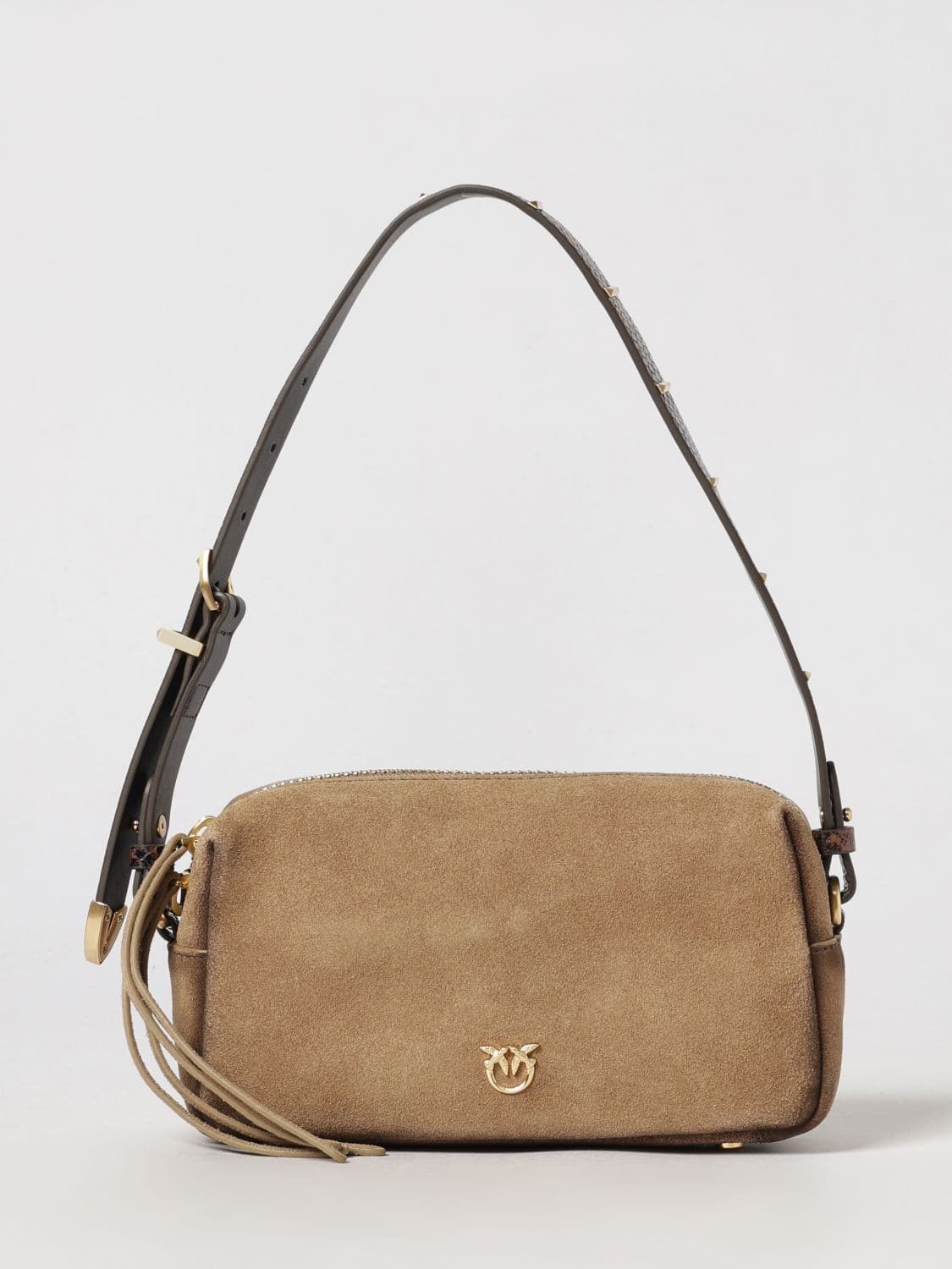 Pinko Boston Suede Mini Shoulder Bag with Love Birds Logo