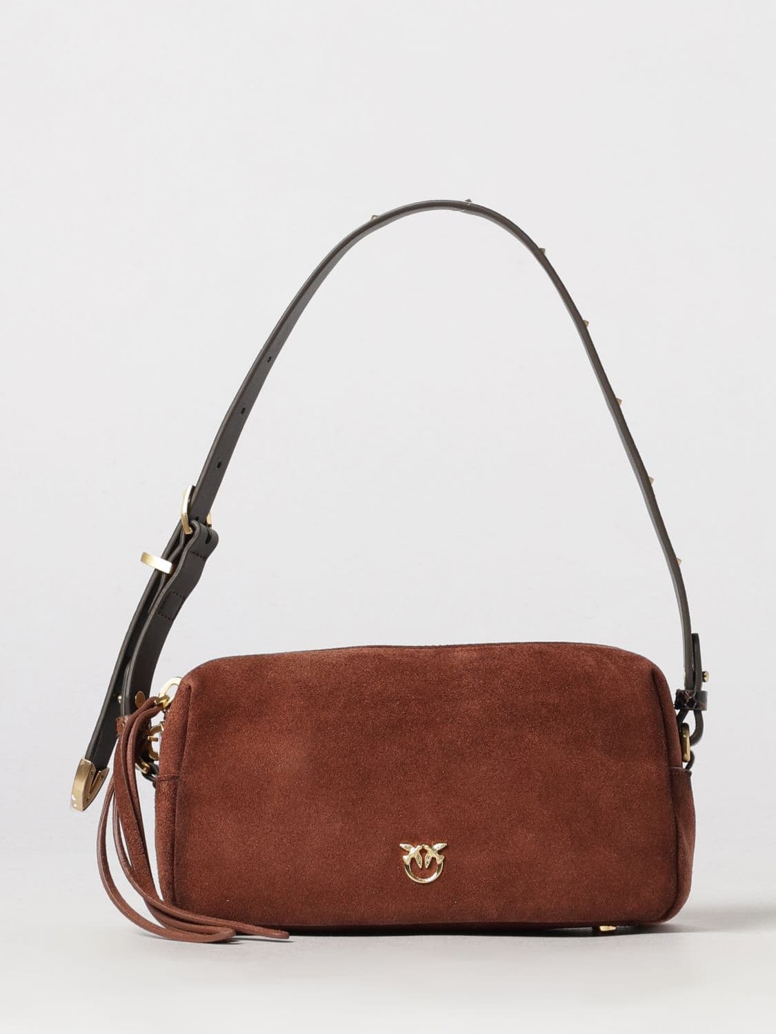 Pinko Boston Suede Mini Shoulder Bag with Love Birds Logo
