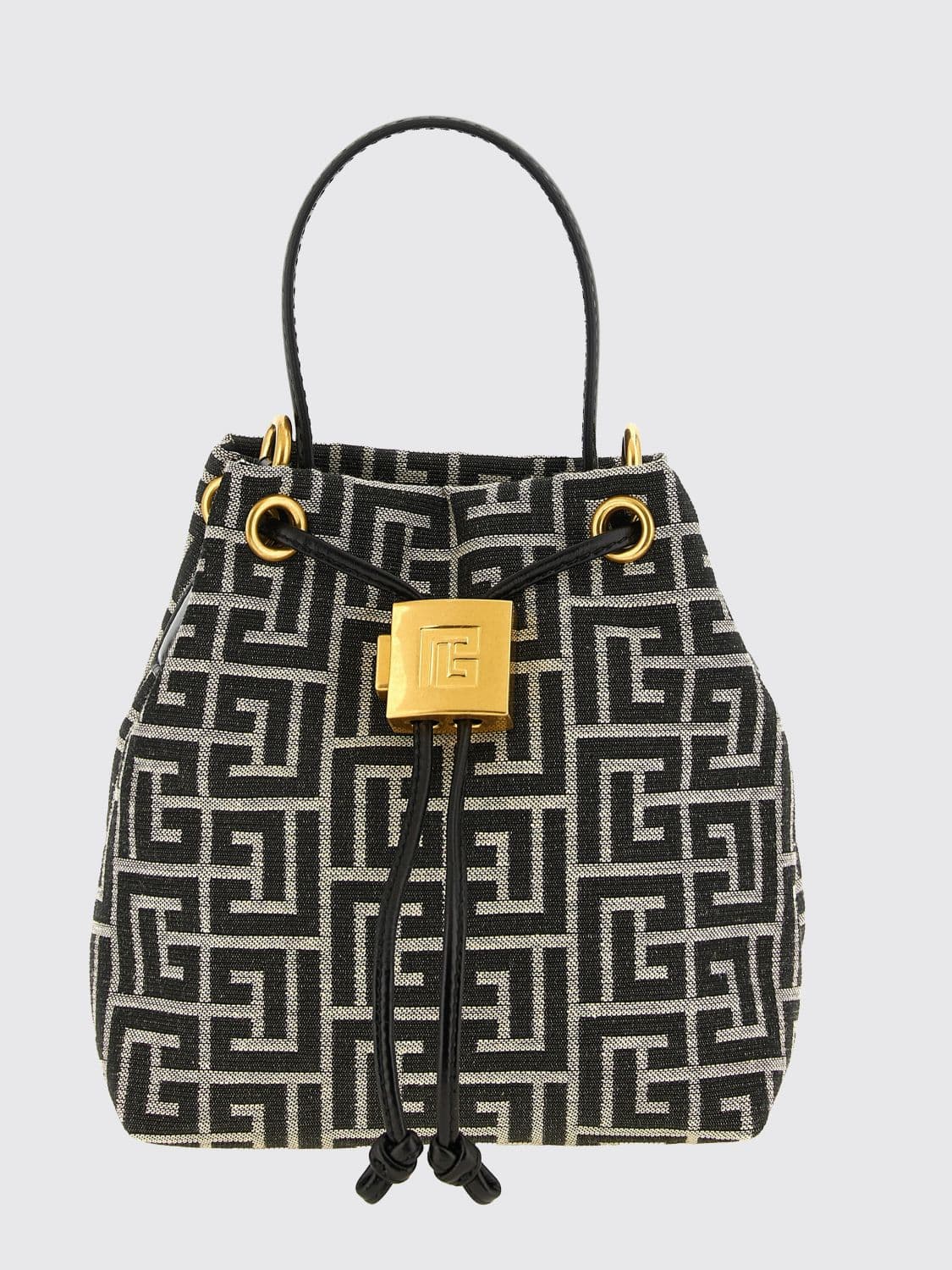 Balmain Pulse Mini Bucket Bag with PB Monogram and Padlock