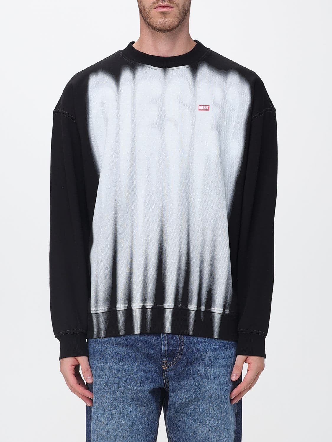 Diesel Relaxed Fit Crewneck Cotton Sweatshirt with Abstract Logo Print