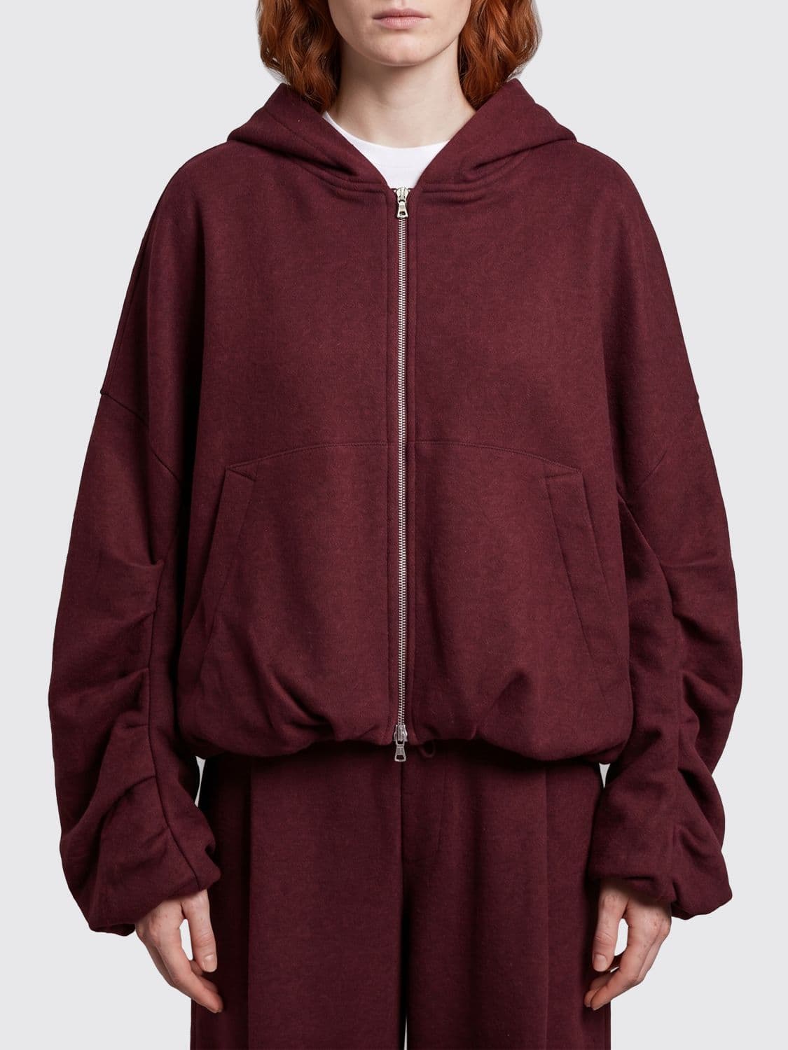 Dries Van Noten Oversized Cotton Zip-Up Hoodie with Kangaroo Pocket