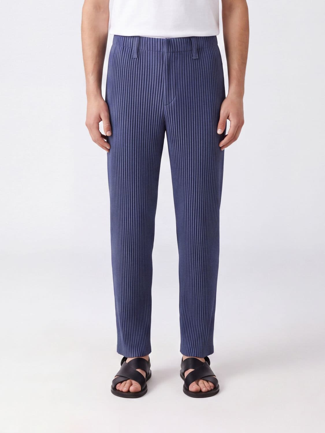 Homme Plisse' Issey Miyake Homme Plissé Issey Miyake Slim Fit Pleated Trousers with Concealed Fastening