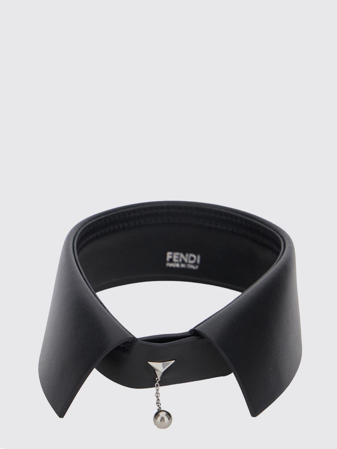 Fendi Lambskin Leather Choker Necklace with Charms and Embroidered Details