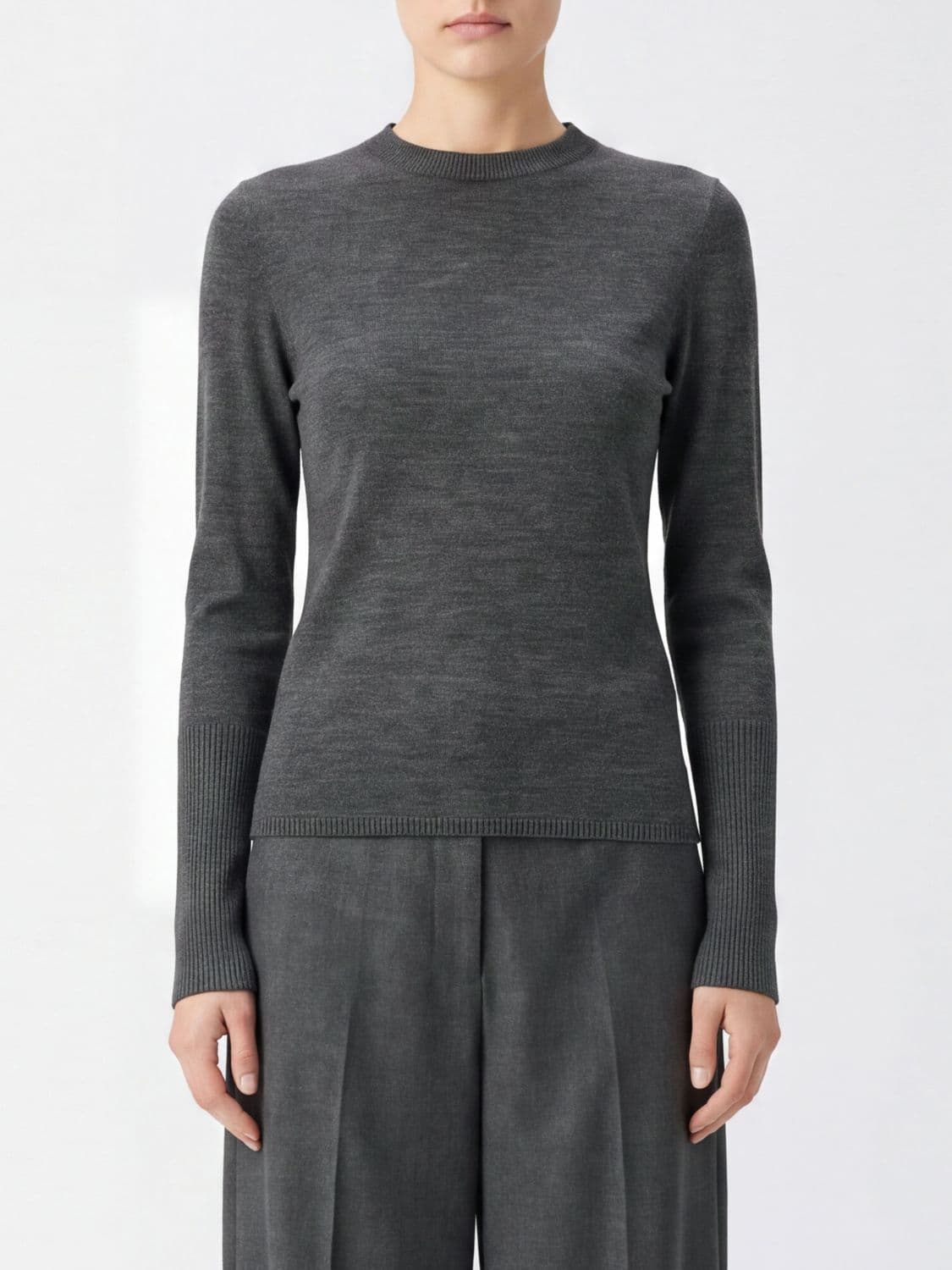 Pinko Slim Fit Pure Wool Long-Sleeved Crewneck Jumper