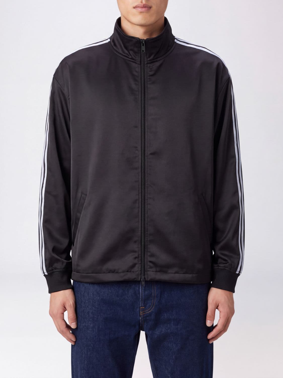 Y-3 Technical Fabric Zip-Up Sweatshirt with High Neck and 3-Stripes Logo