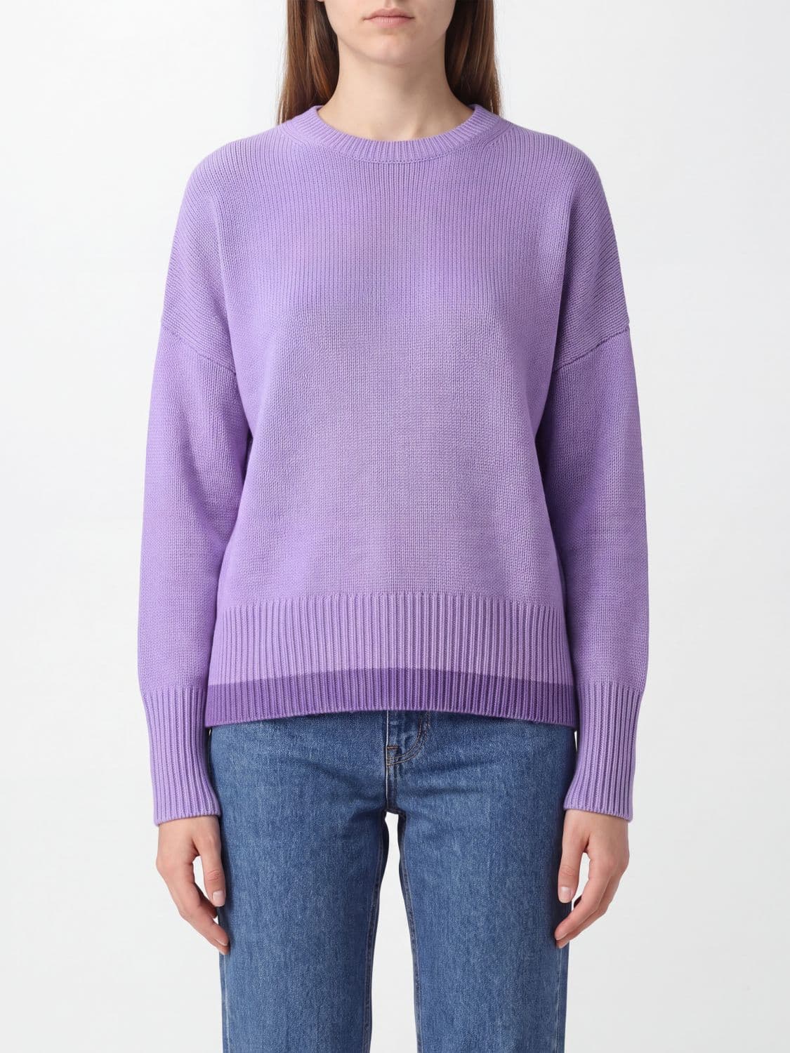 Lisa Yang Crewneck Jumper in Pure Cashmere with Long Sleeves and Ribbed Trims