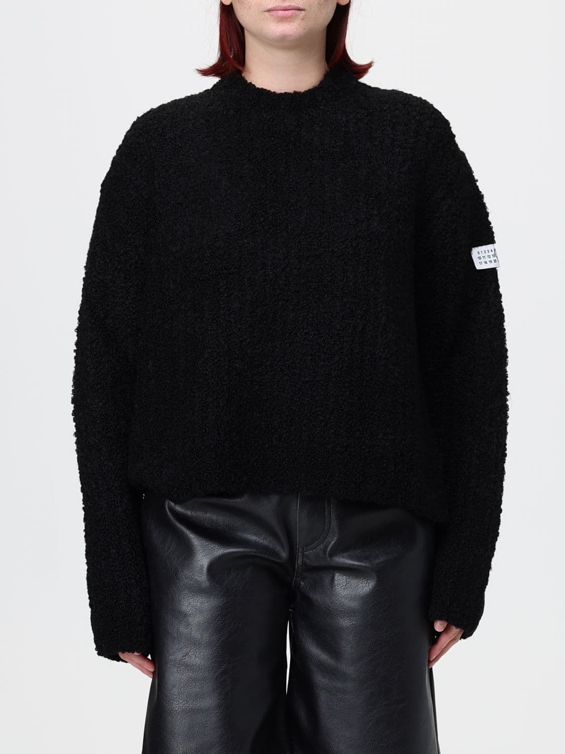 Mm6 Maison Margiela Crewneck Jumper in Wool Blend with Dropped Shoulders