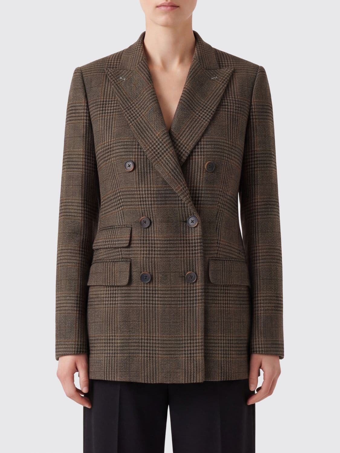 Max Mara Prince of Wales Pure Wool Double-Breasted Blazer