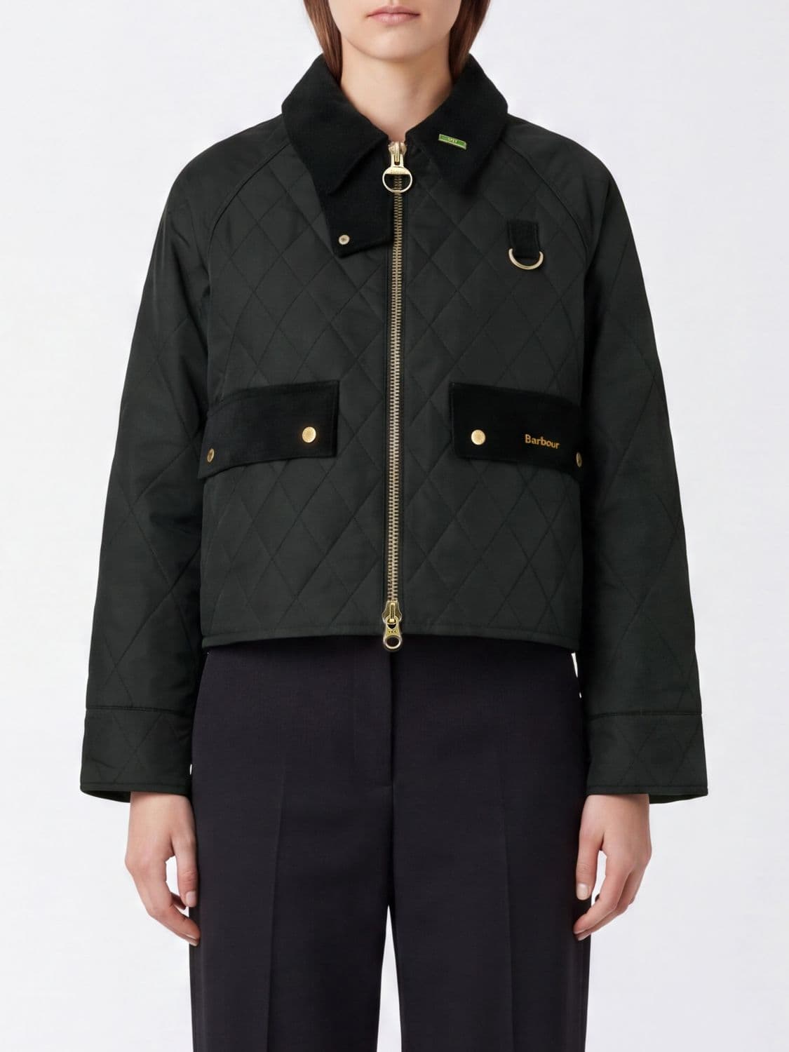 Barbour Quilted Waxed Cotton Spey Jacket with Velvet Collar