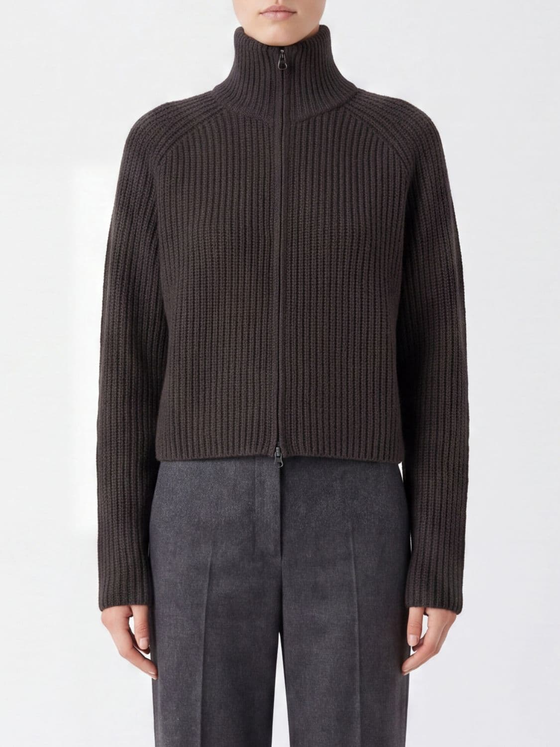 Lisa Yang Turtleneck Cardigan in Pure Cashmere with Zip Closure