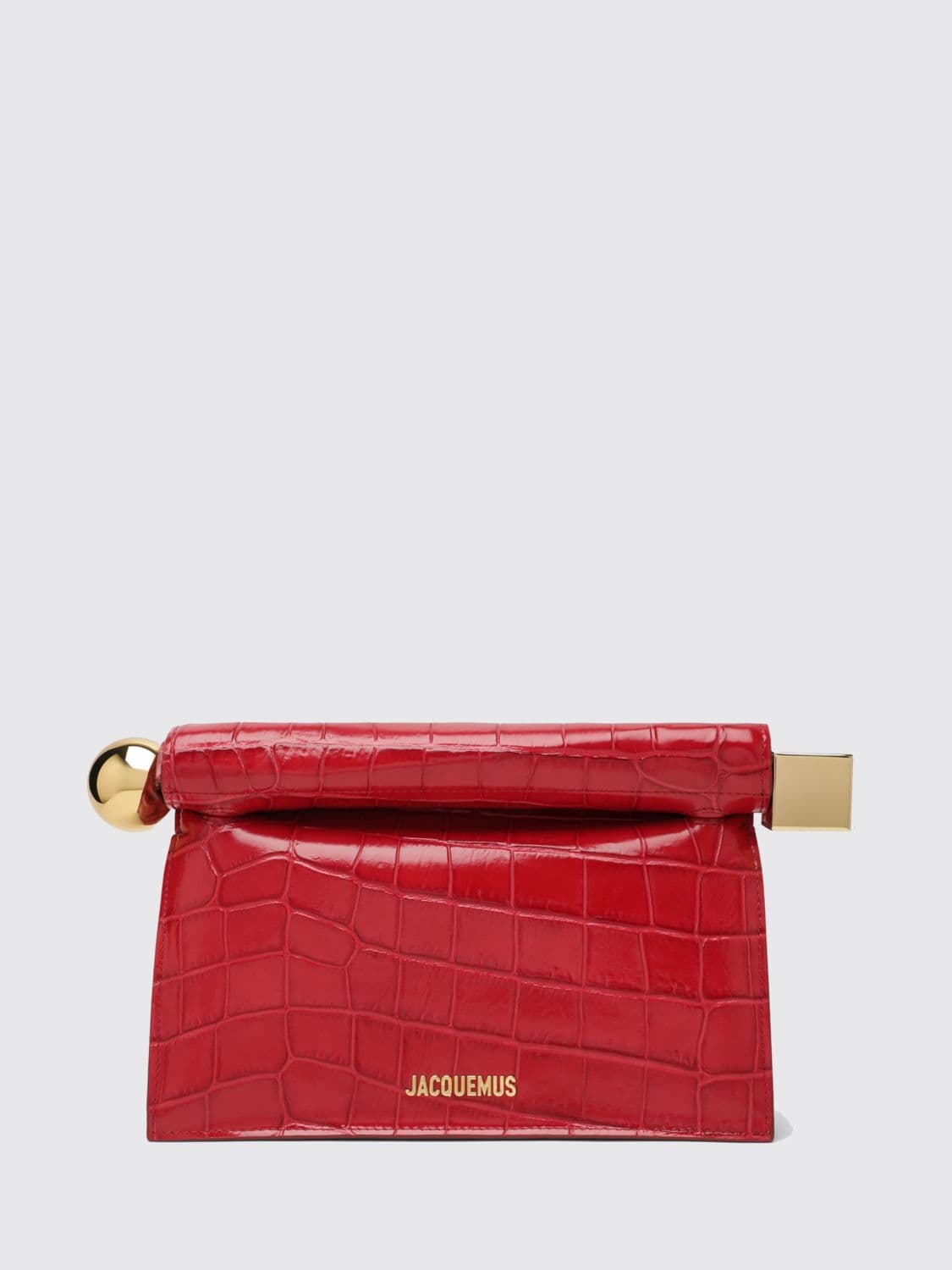 Jacquemus Rond Carré Crocodile-Effect Calfskin Leather Clutch with Logo · OS