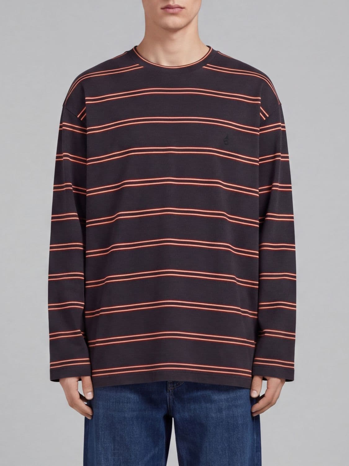 Jil Sander Striped Cotton Long-Sleeved T-Shirt with Dropped Shoulders