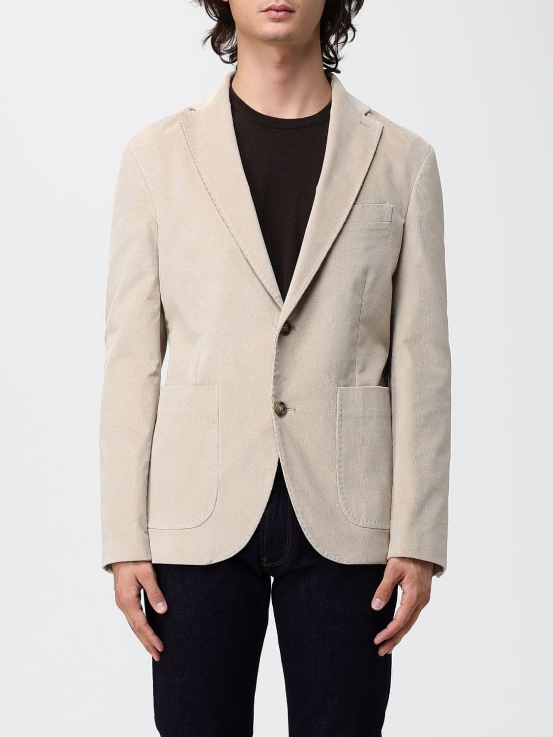 Brooksfield Single-Breasted Blazer in Stretch-Cotton Corduroy with Patch Pockets