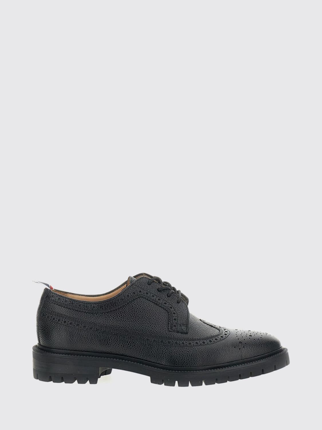 Thom Browne Grained Calf Leather Wingtip Brogue Derby Shoes with Lug Sole