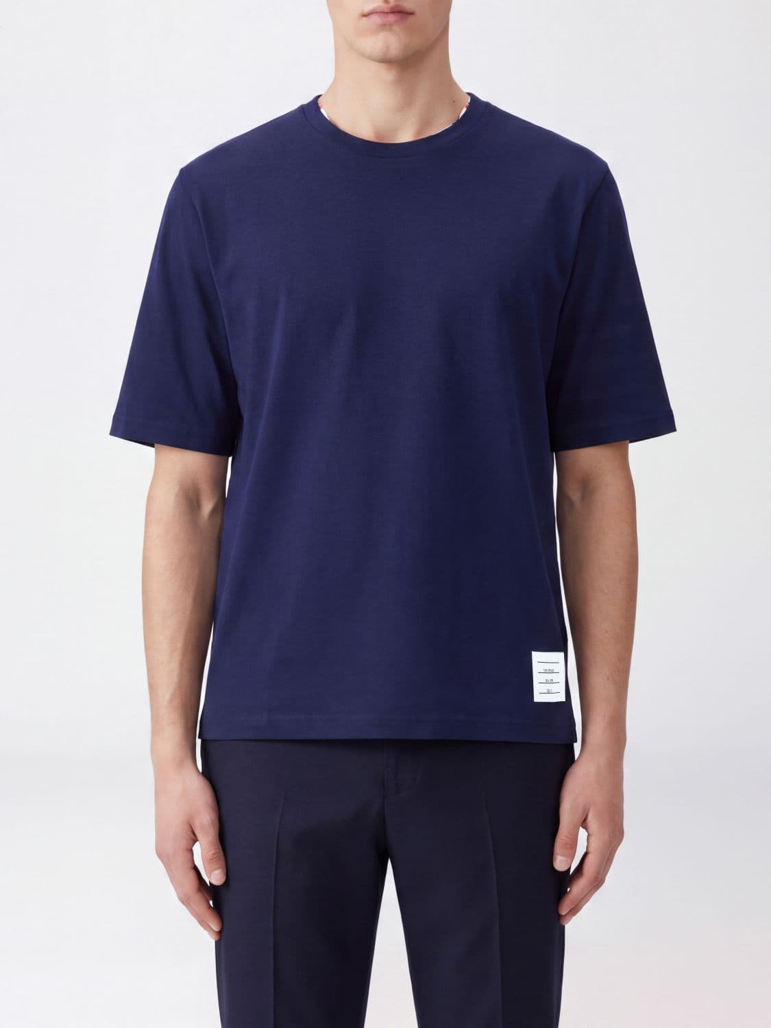 Thom Browne 4-Bar Cotton T-shirt with Iconic Sleeve Motif