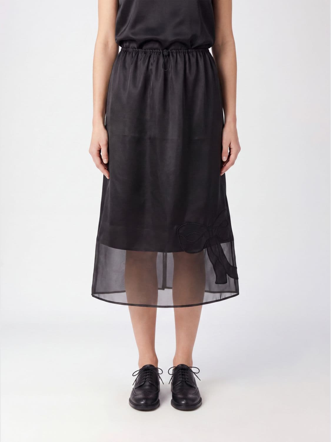 Cecilie Bahnsen Silk-Blend Midi Skirt with Drawstring Waist and Bows