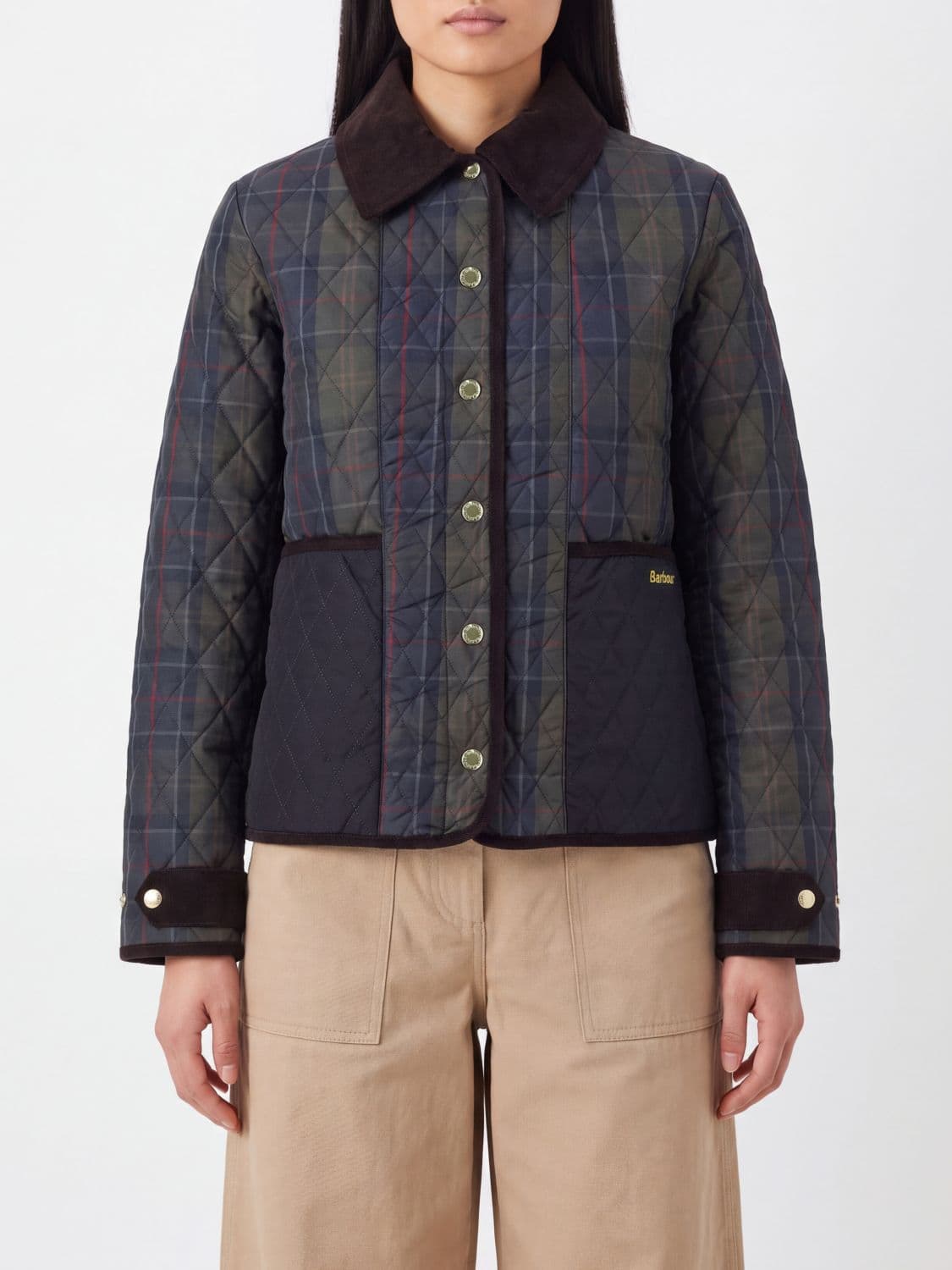 Barbour Ainsdale Quilted Waxed Cotton Jacket with Tartan Details