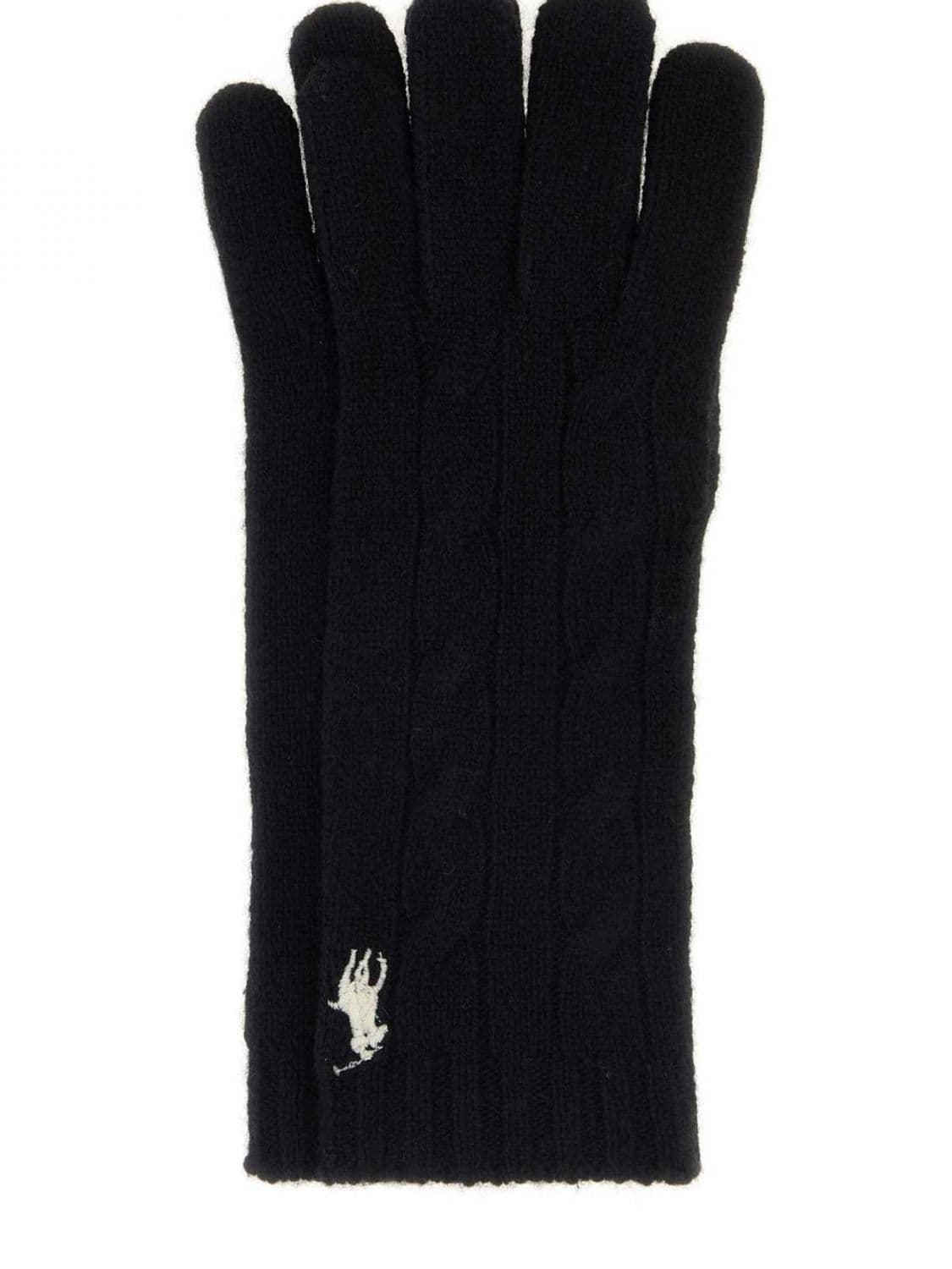 Polo Ralph Lauren Wool and Cashmere-Blend Gloves with Embroidered Logo and Ribbed Cuffs · OS