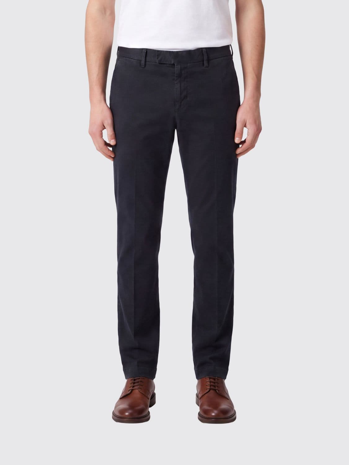 Pt Torino Pleated Slim Fit Chino Trousers in Stretch Cotton