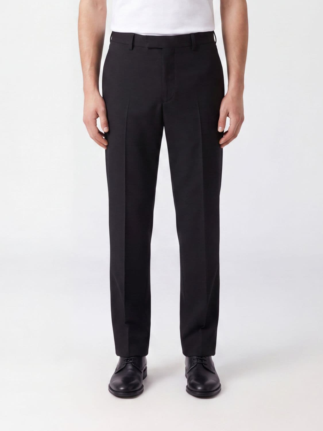 Pt Torino Slim Fit Virgin Wool and Cotton Blend Tailored Trousers with Off-Centre Fastening