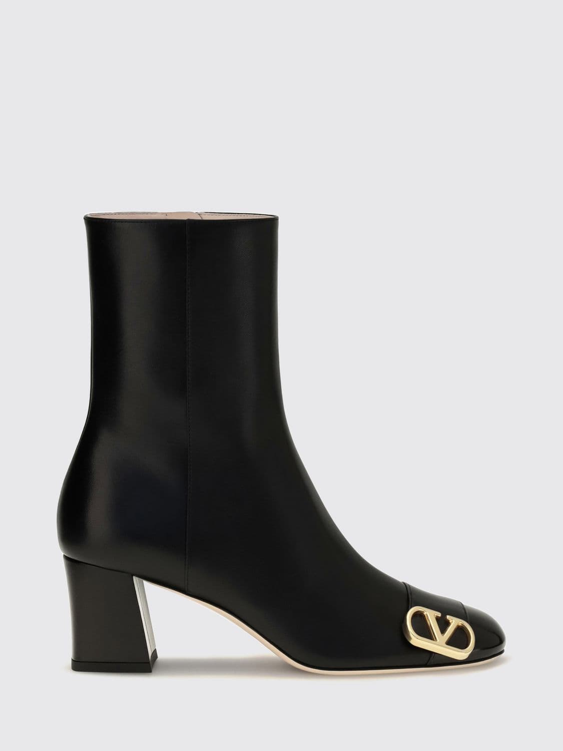 Valentino Garavani VLogo Signature Leather Ankle Boots with Block Heel