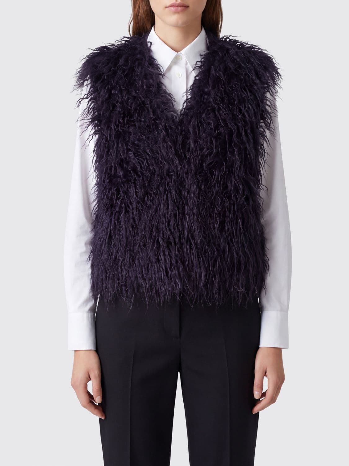 Forte Forte Blue Faux-Fur Waistcoat with V-Neck