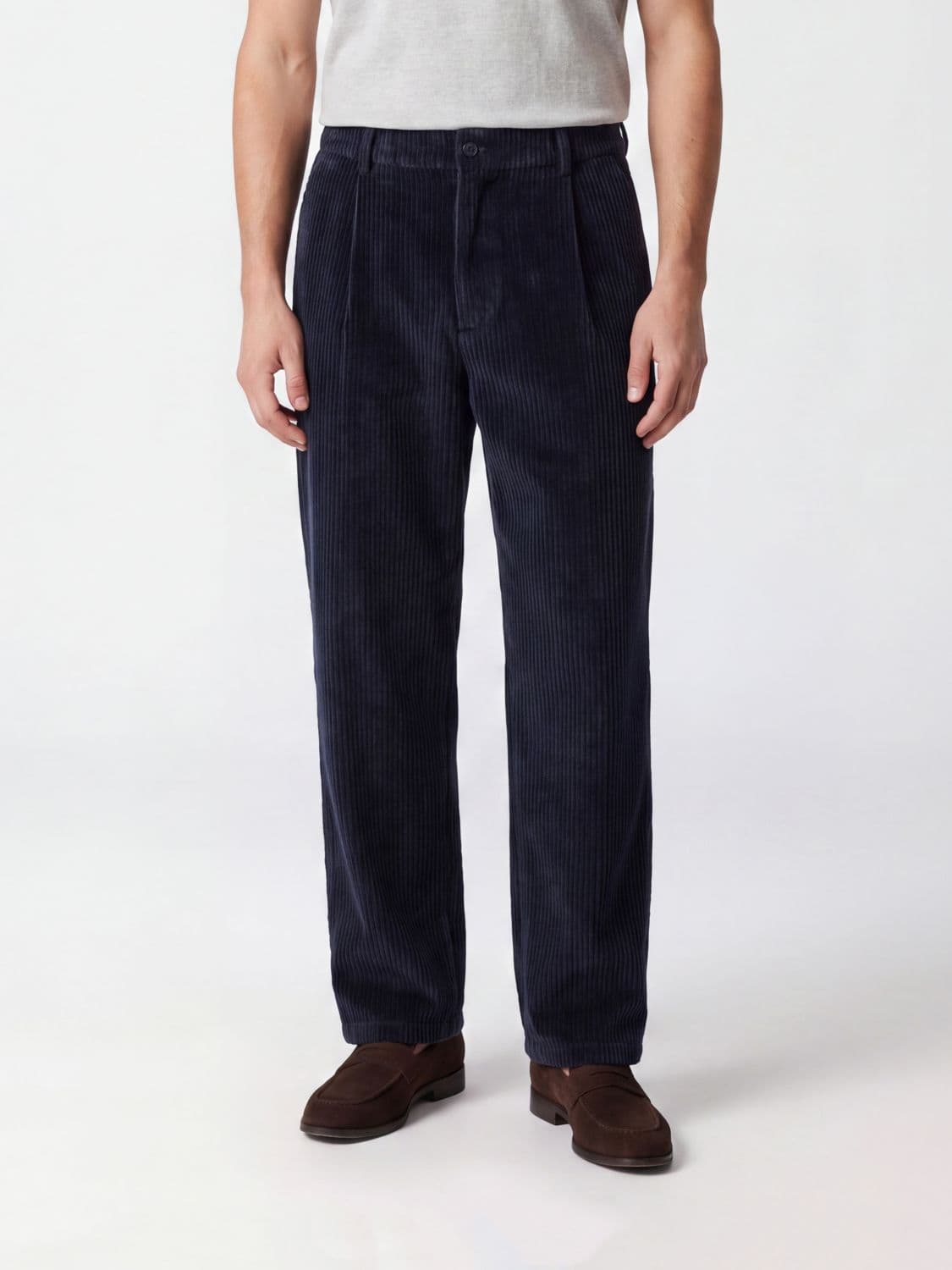 Giorgio Armani Wide-Leg Corduroy Trousers with Flap Pockets