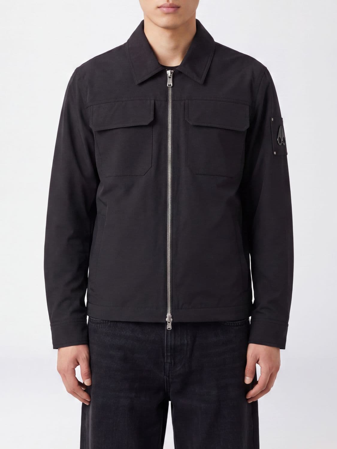 Moose Knuckles Technical Fabric Shirt Jacket with Zip Closure and Logo