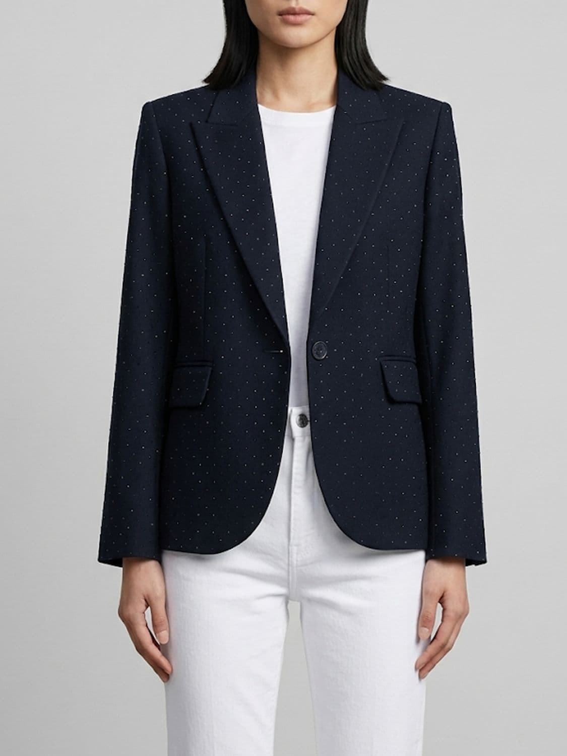 Zadig & Voltaire Single-Breasted Viscose Blend Blazer with Crystal Appliqués