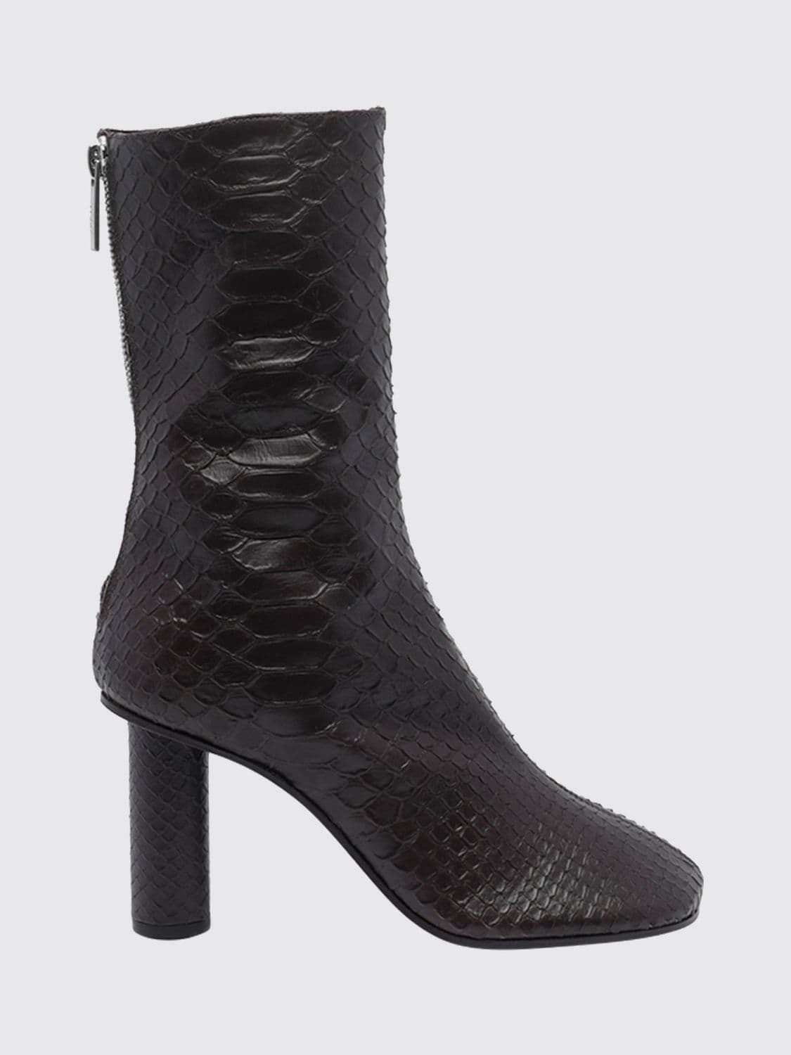 Paris Texas Python-Effect Leather Calf-High Boots with Block Heel