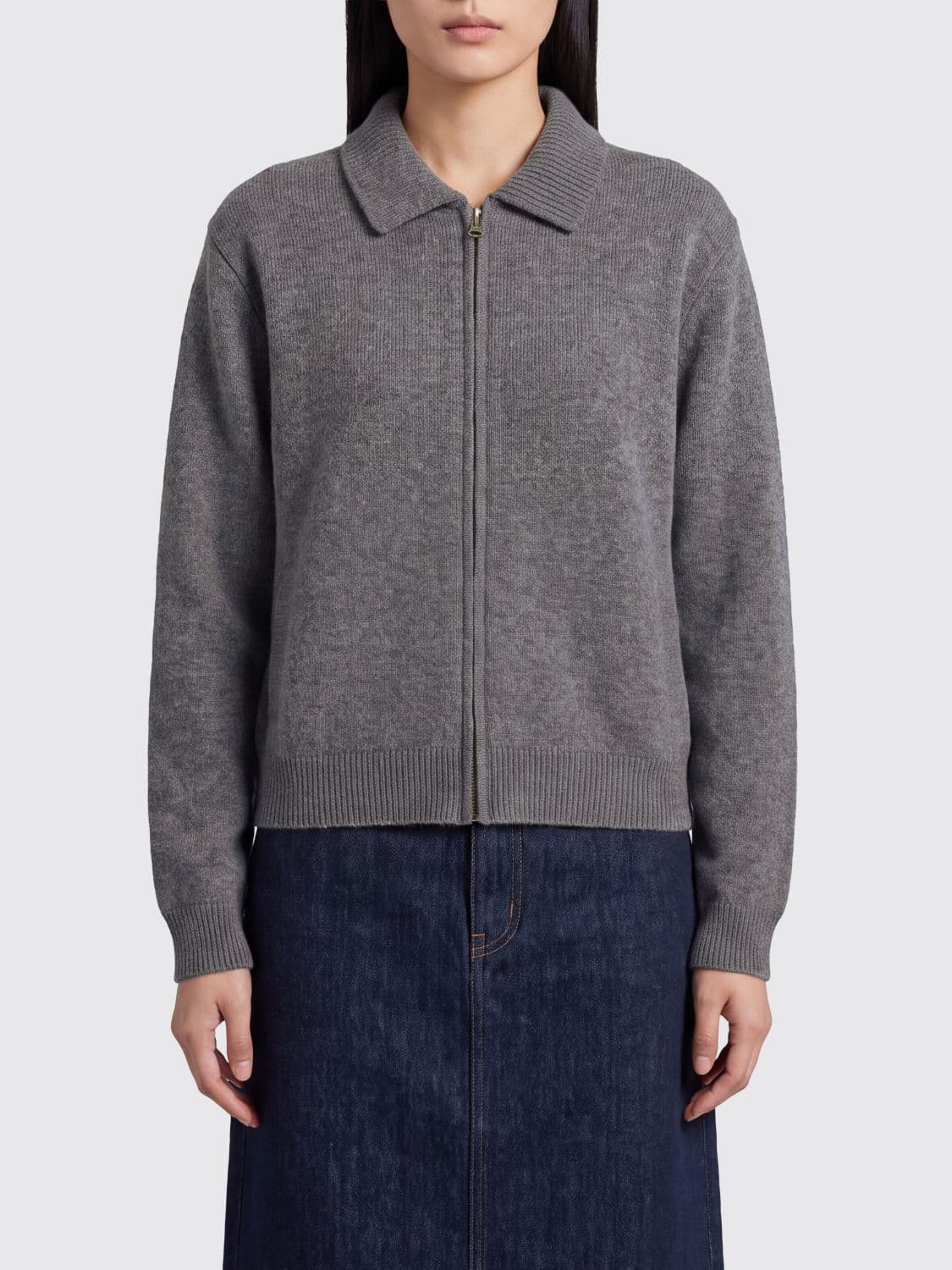 Lisa Yang Pure Cashmere Zip-Up Polo Jumper