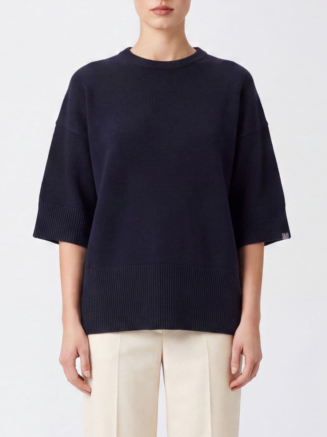Extreme Cashmere Short-Sleeved Crewneck Sweater in Pure Cashmere · OS