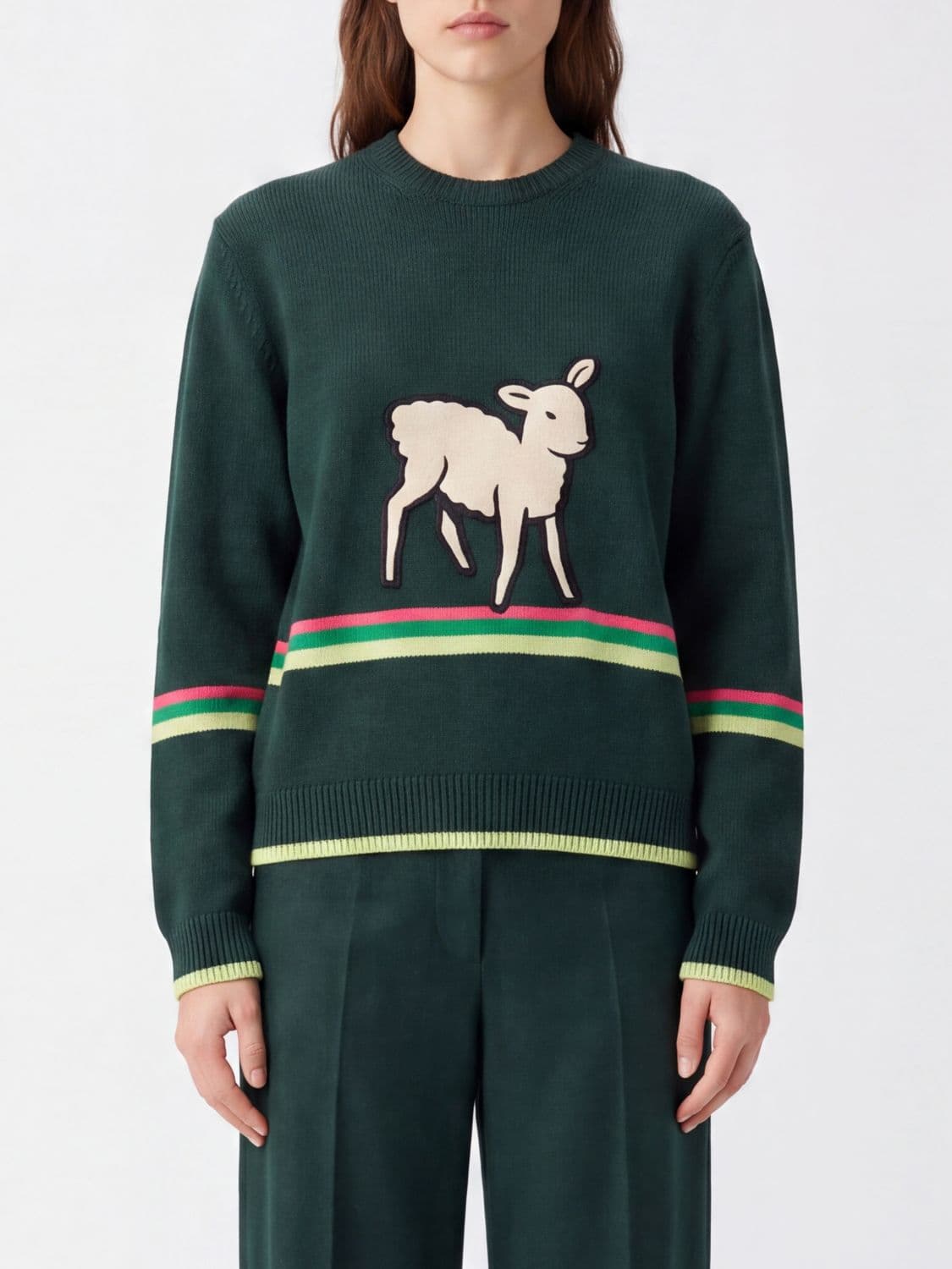 Jw Anderson Graphic Print Cotton Crewneck Jumper with Contrast Trims