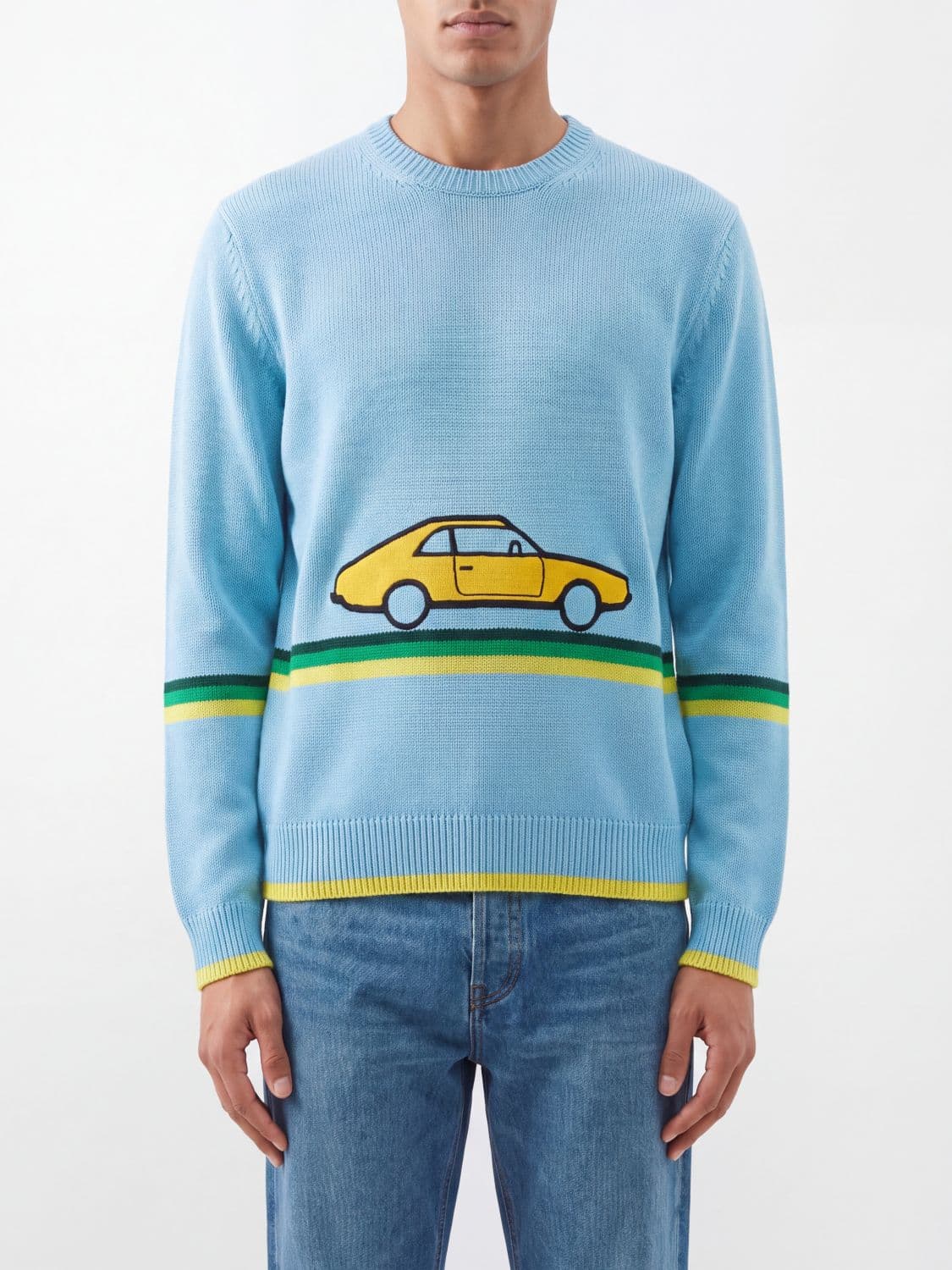 Jw Anderson Striped Cotton Crew-Neck Jumper with Print