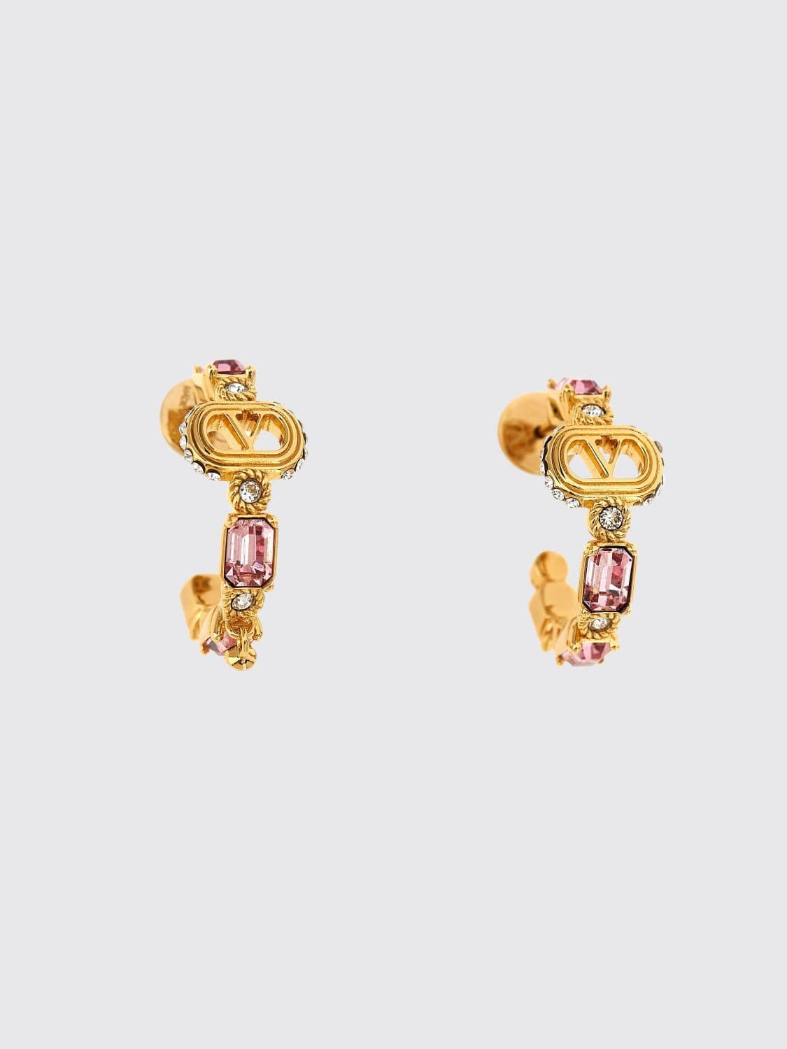 Valentino Garavani Gold-Tone Brass Stud Earrings with Pearls and Crystals · OS