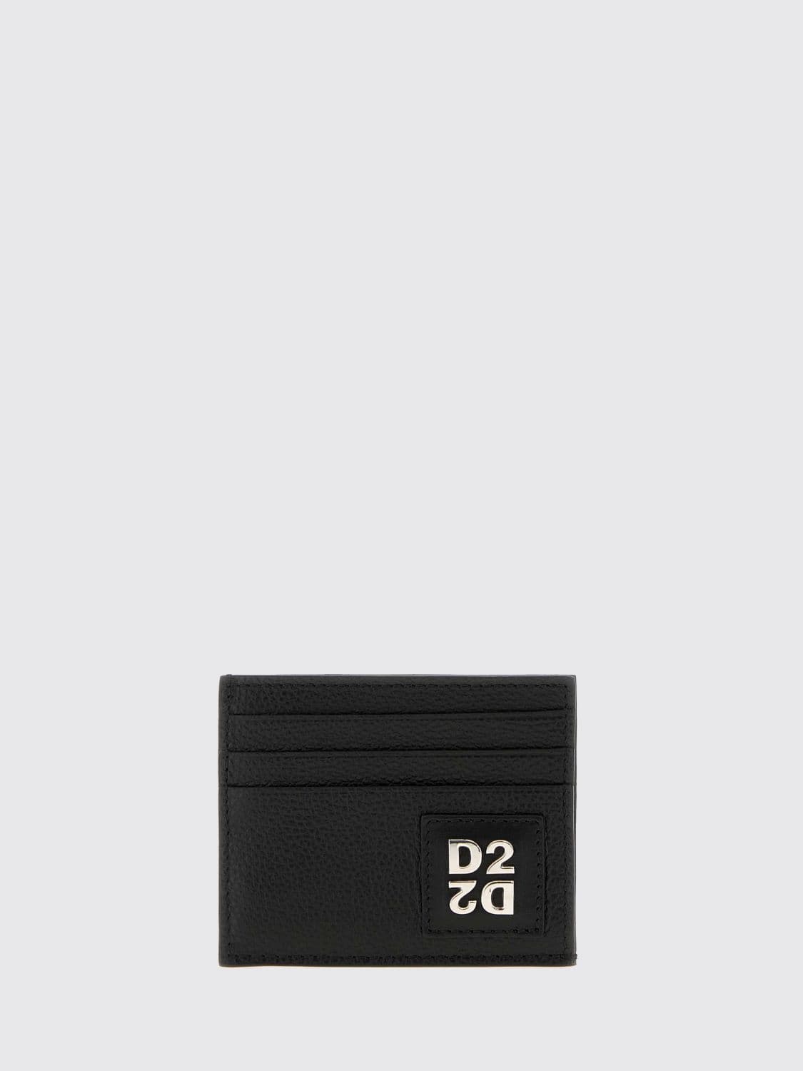 Dsquared2 Black Cowhide Leather Card Holder with Contrast Logo