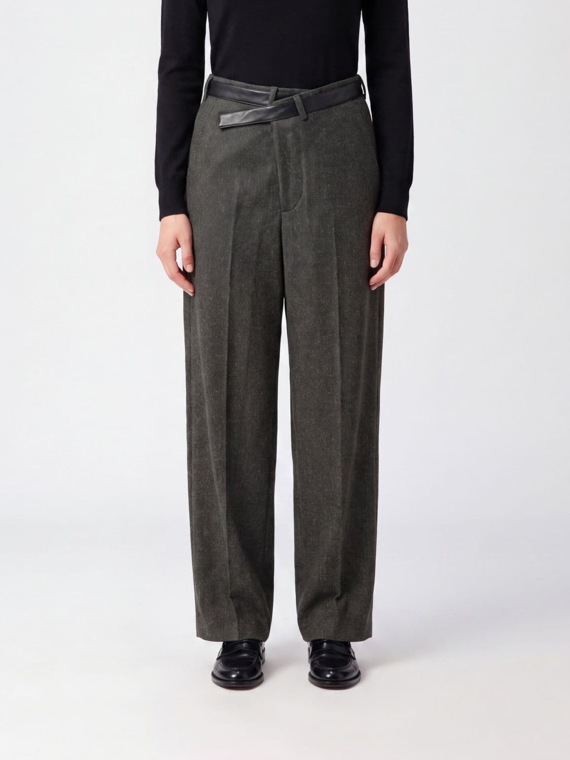Darkpark Gaia High-Waisted Wide-Leg Trousers with Asymmetric Design
